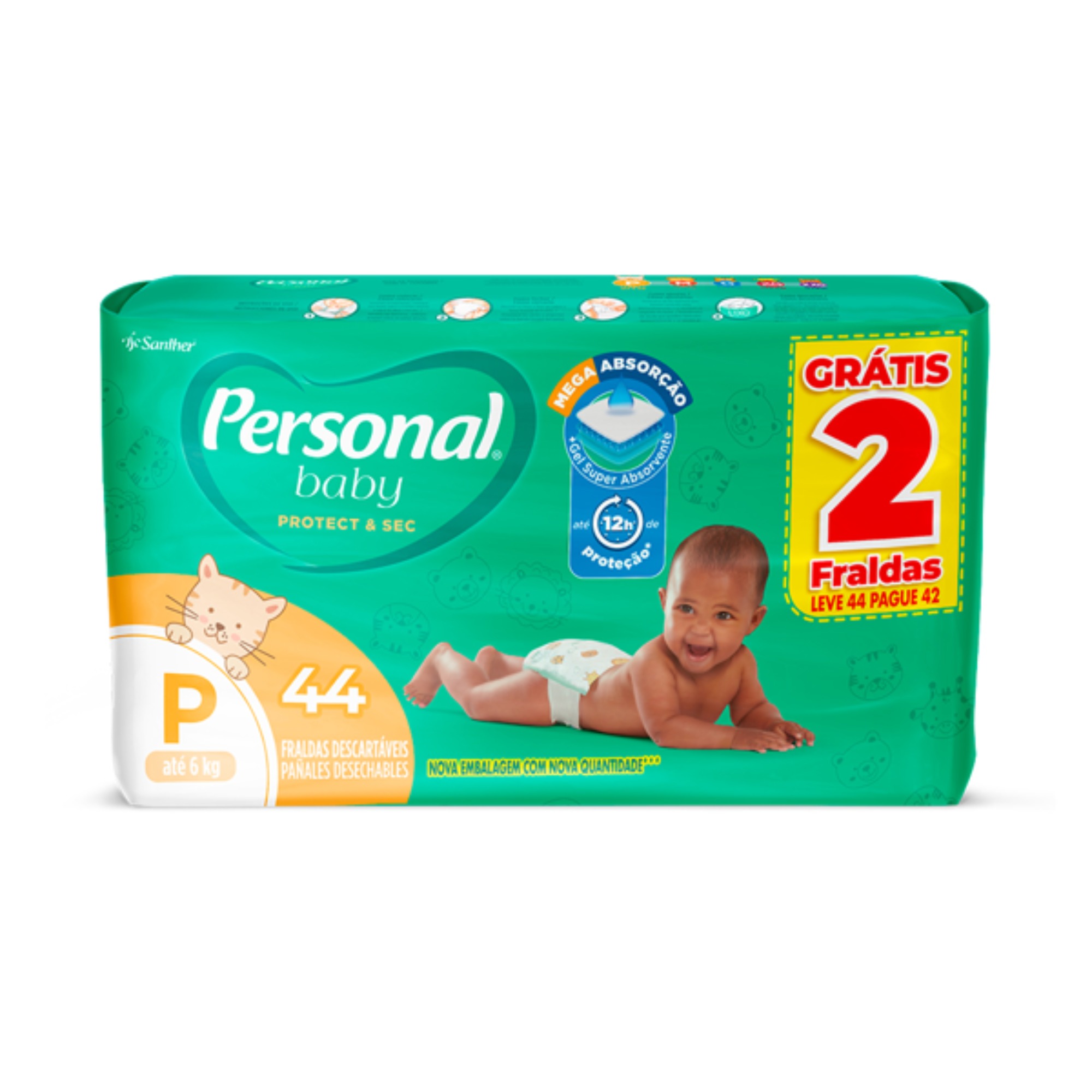 Fralda Personal Protect&Sec Mega P 44 Unidades