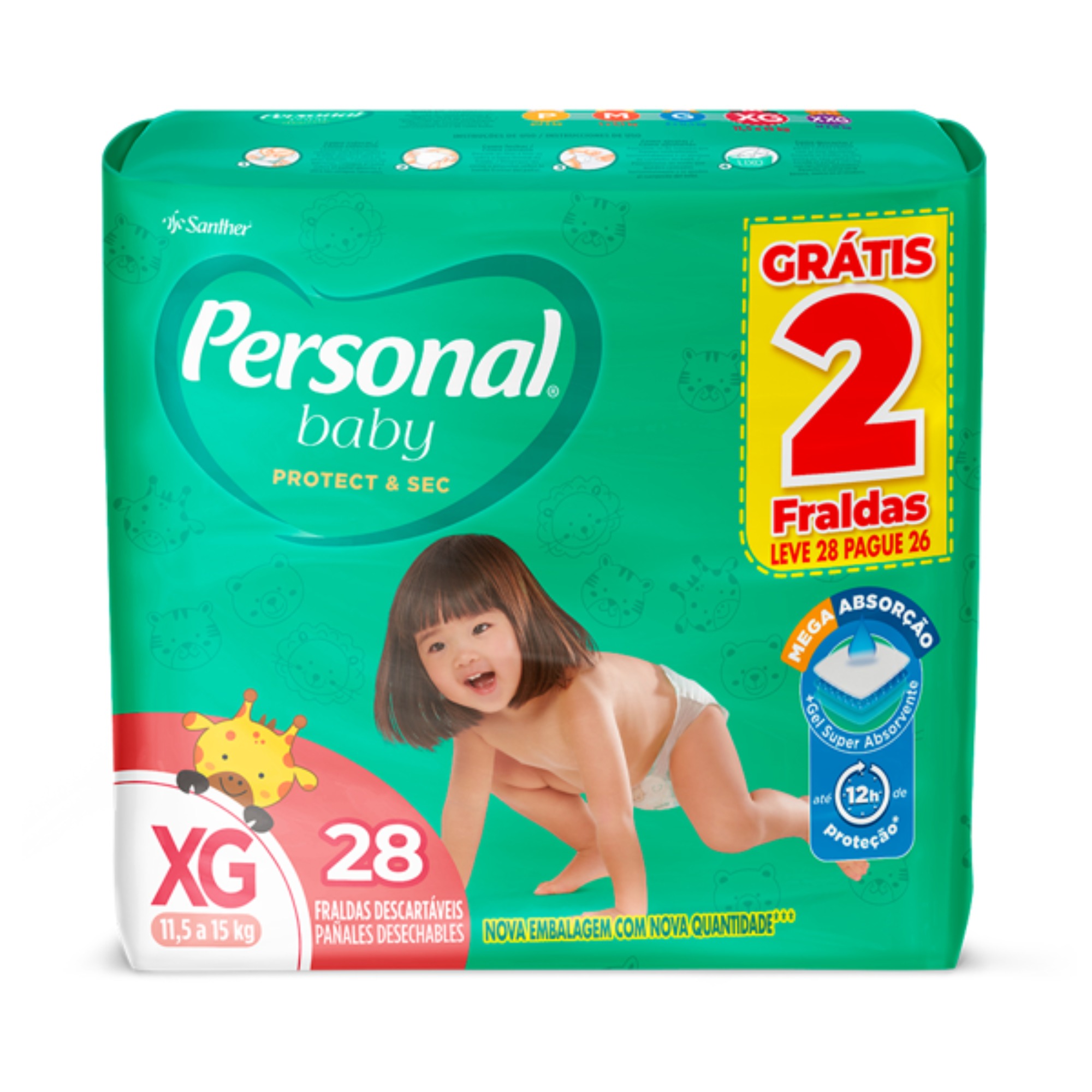 Fralda Personal Protect&Sec Mega XG 28 Unidades