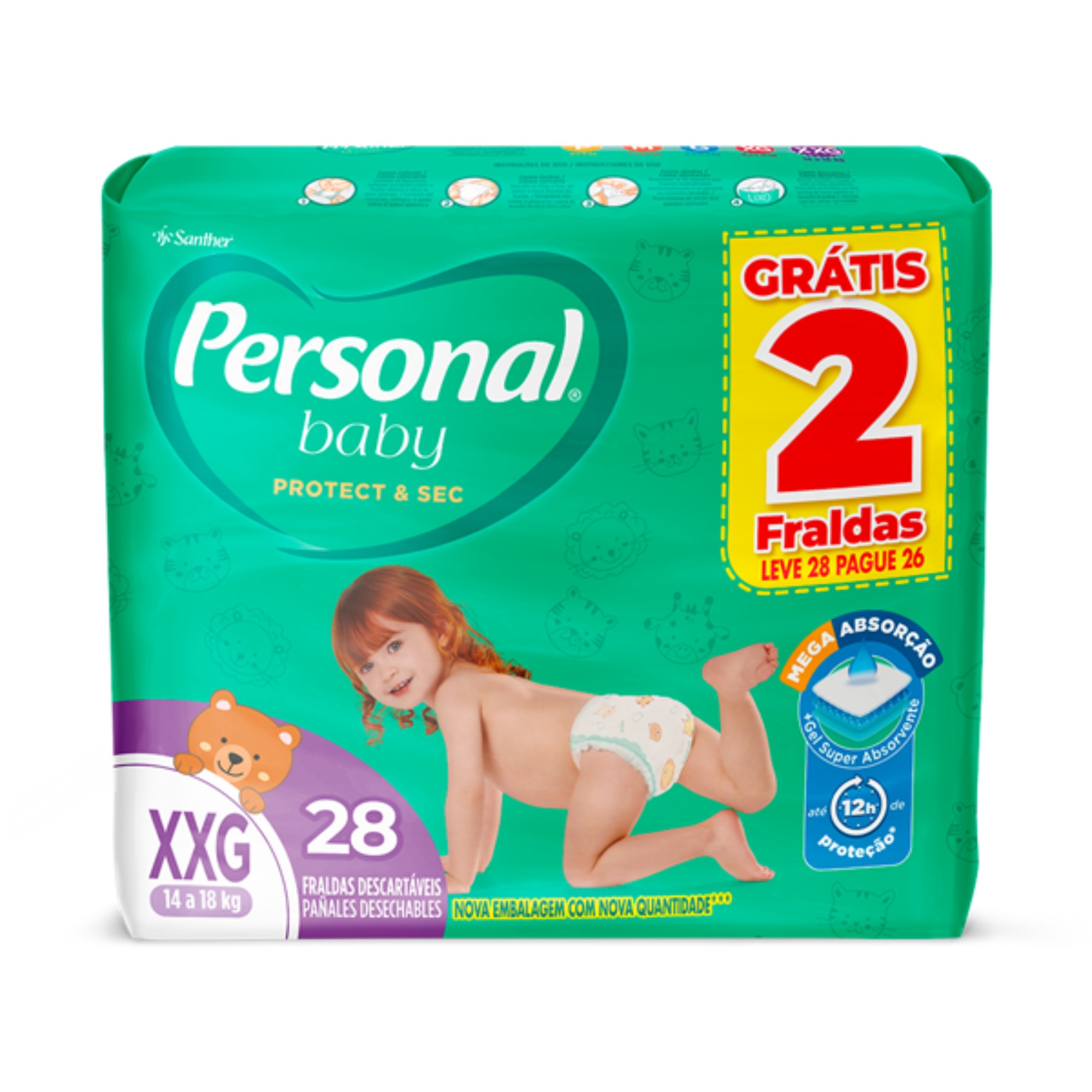 Fralda Personal Protect&Sec Mega XXG 28 Unidades