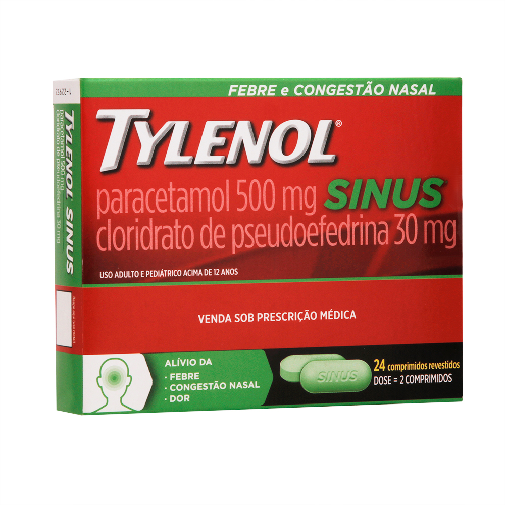 Tylenol Sinus 500mg + 30mg Com 24 comprimidos