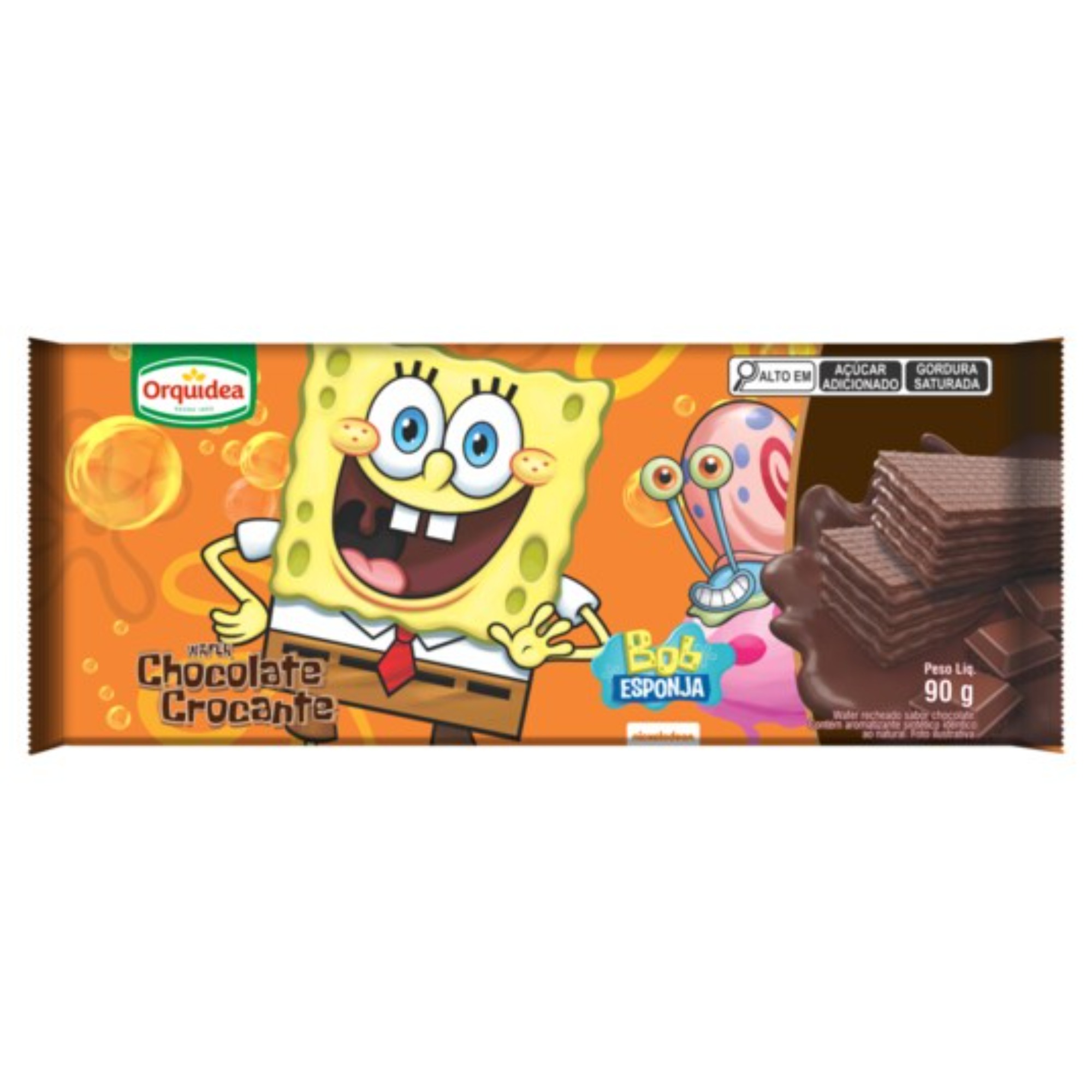 Wafer Orquidea Bob Esponja Chocolate Crocante 90g