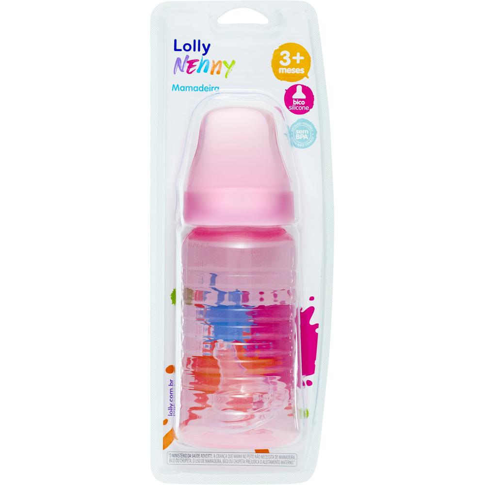 Mamadeira Lolly Big Clean Silicone Rosa 340ml