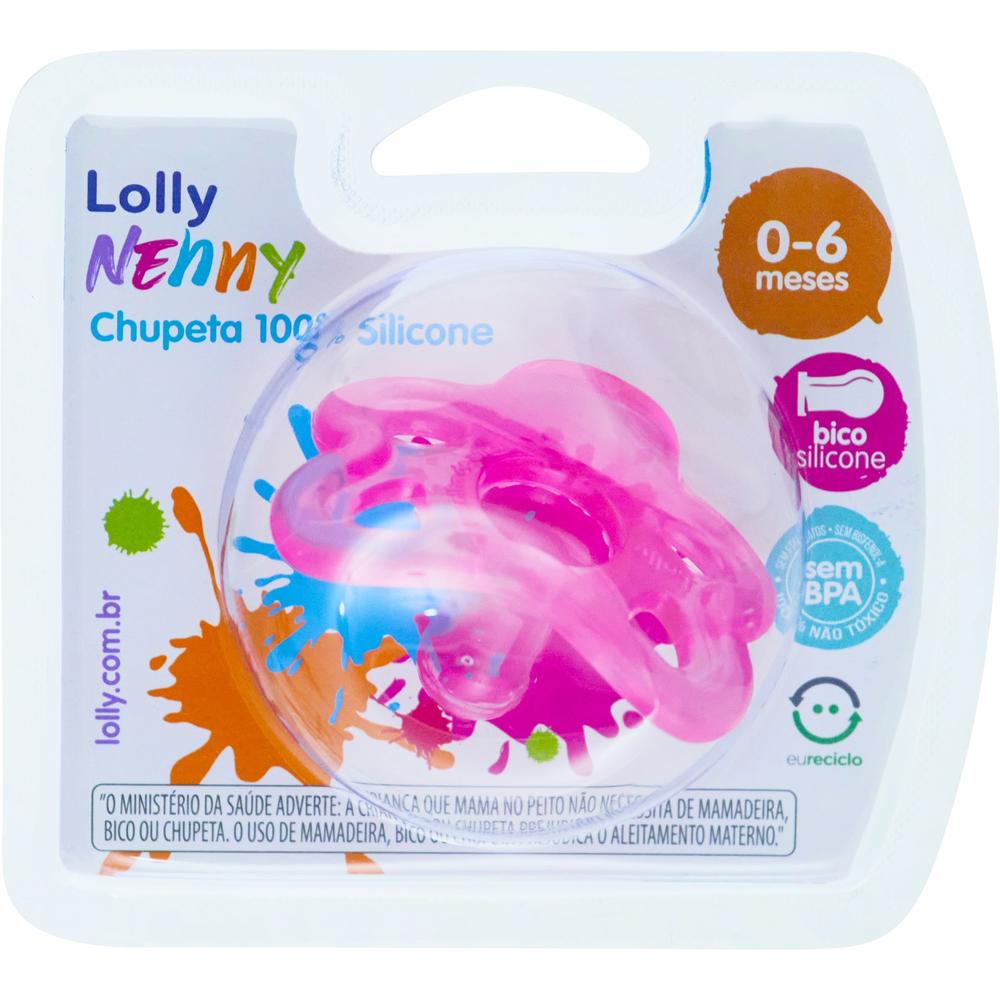 Chupeta Lolly 100% Silicone Ortodeontico Tamanho 1 Rosa Ref 6111