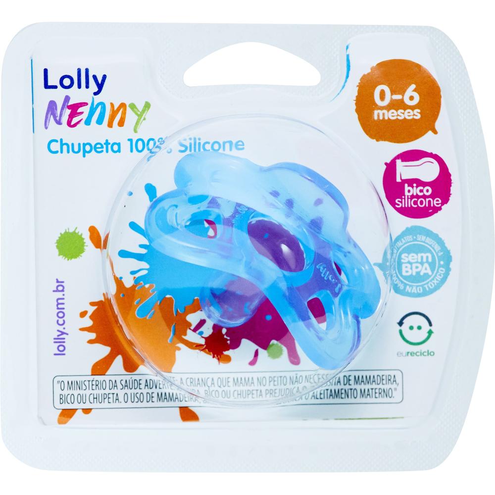 Chupeta Lolly 100% Silicone Ortodeontico Tamanho 1 Azul Ref 6111