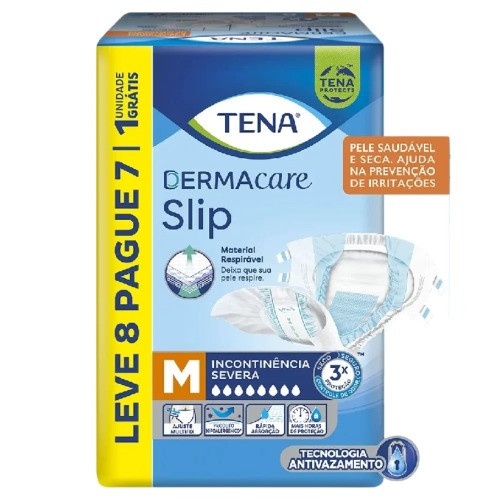 Fralda Geriatrica Tena Slip Dermacare M Leve8 Pague 7Un