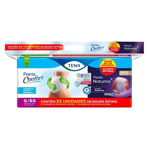 Roupa Intima Geriatrica Tena Pants Confort G/Eg 16Unidades + 7Unidades Noturna