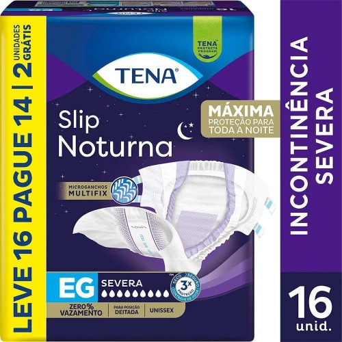 Fralda Geriatrica Tena Slip Noturna Eg Leve 16 Pague 14 Unidades