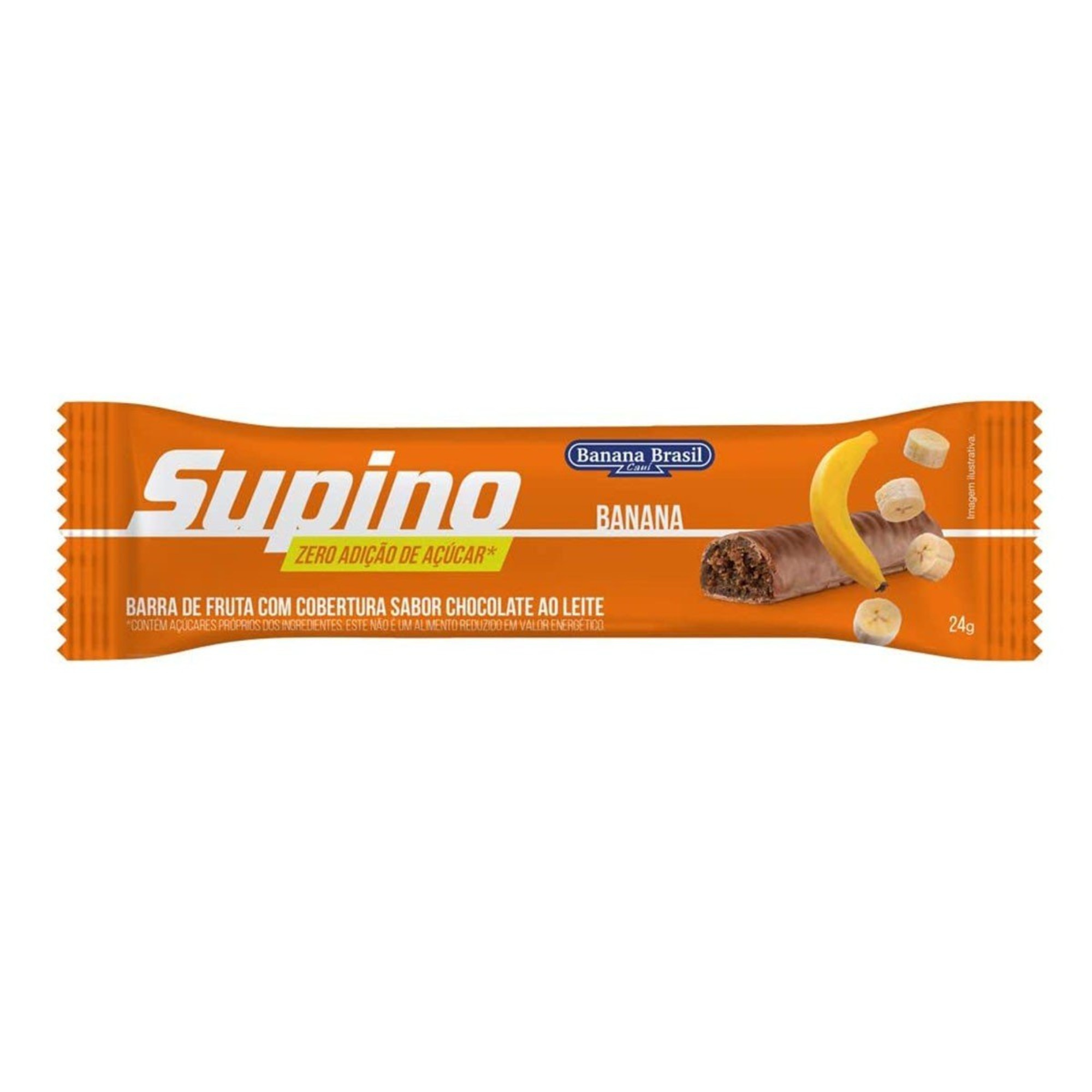 Barra de Banana Supino 24g Zero com Chocolate Ao Leite