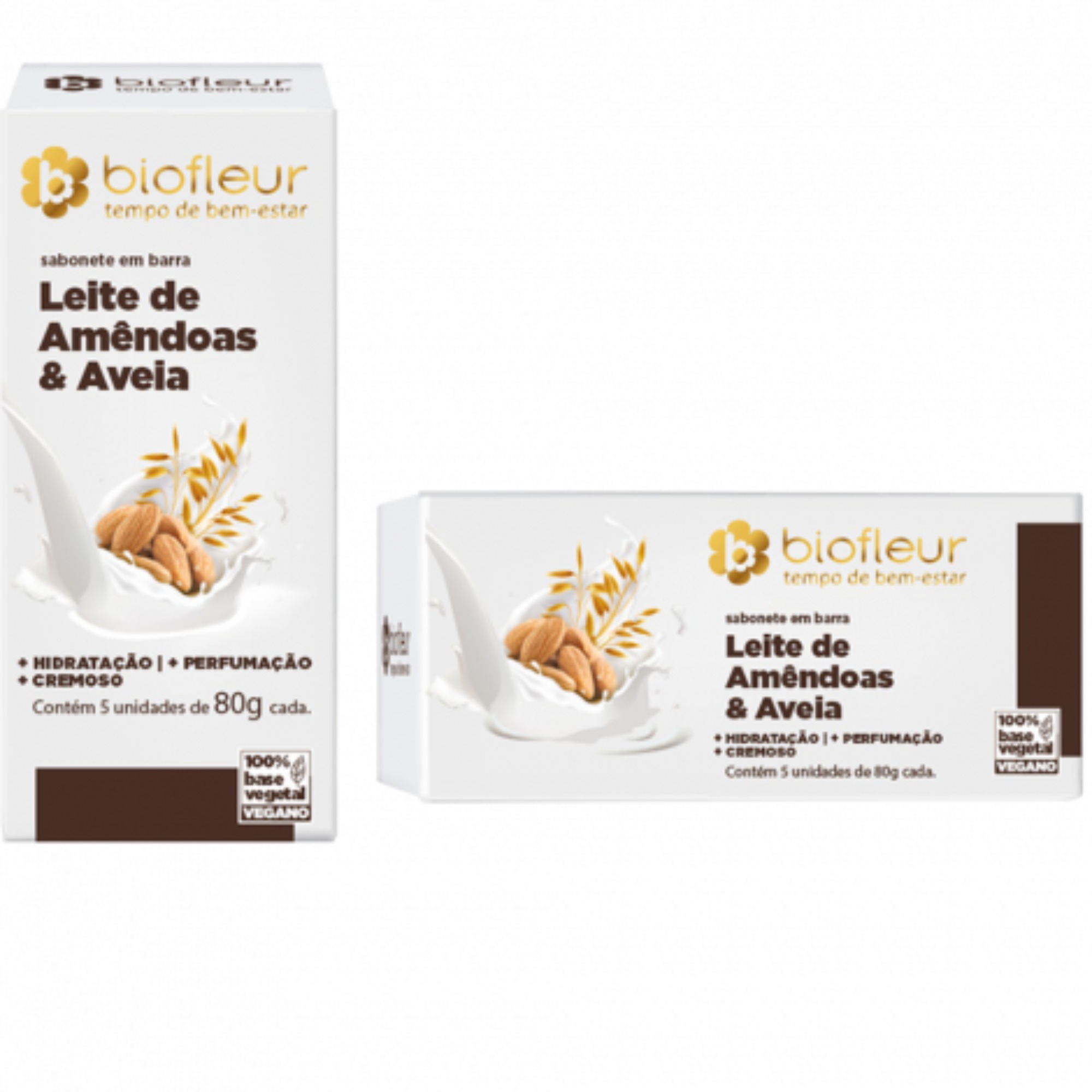 Kit Sab Biofleur Vegano 5Un 80G Leite Amêndoas E Aveia - Cód. Fabr.:300242-0