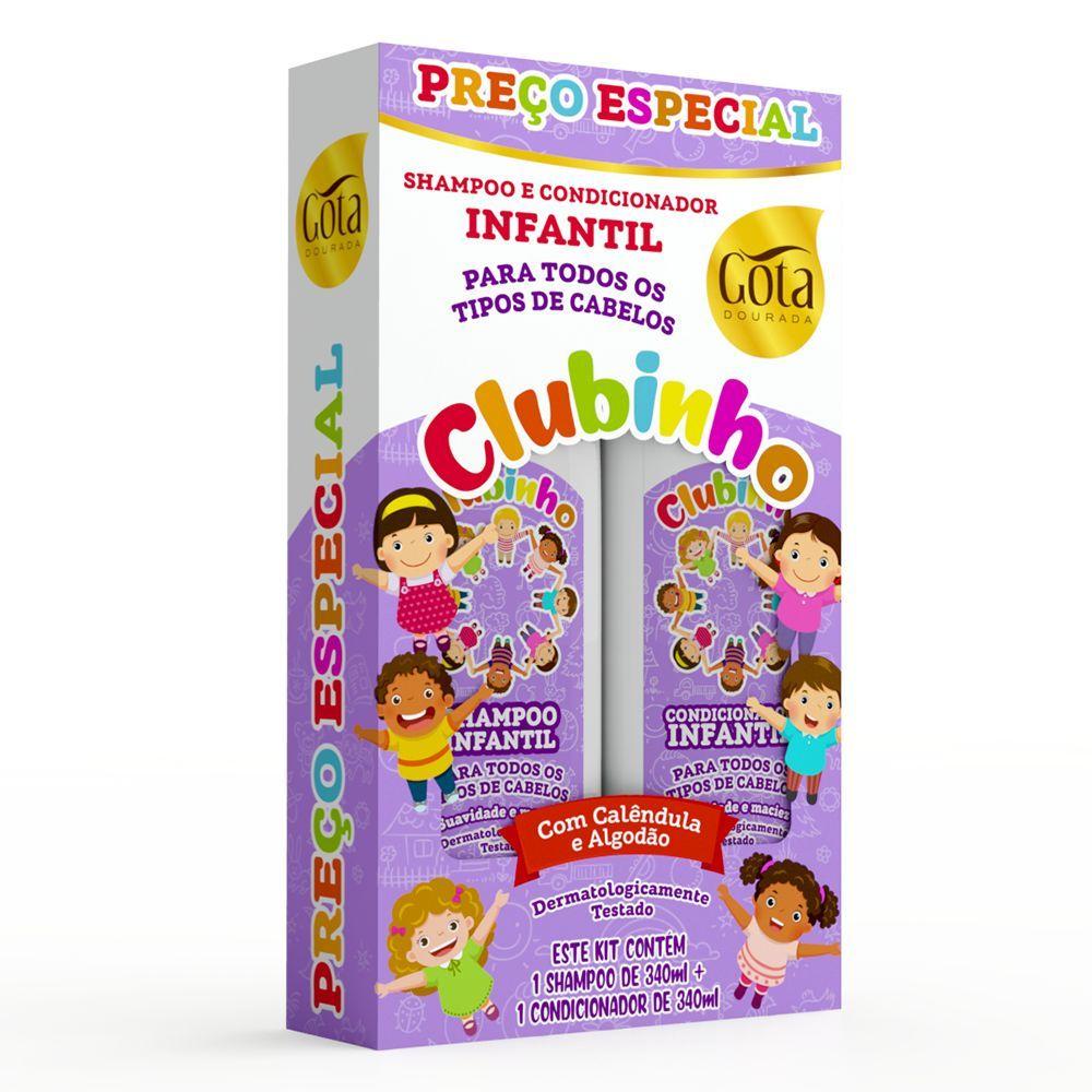 Kit Infantil Sh340Ml+Cond 340Ml Gota Dourada Todos Os Tipos De Cabelo