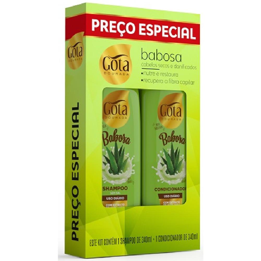 Kit Shampoo 340Ml+Condicionador 340Ml Gota Dourada Babosa