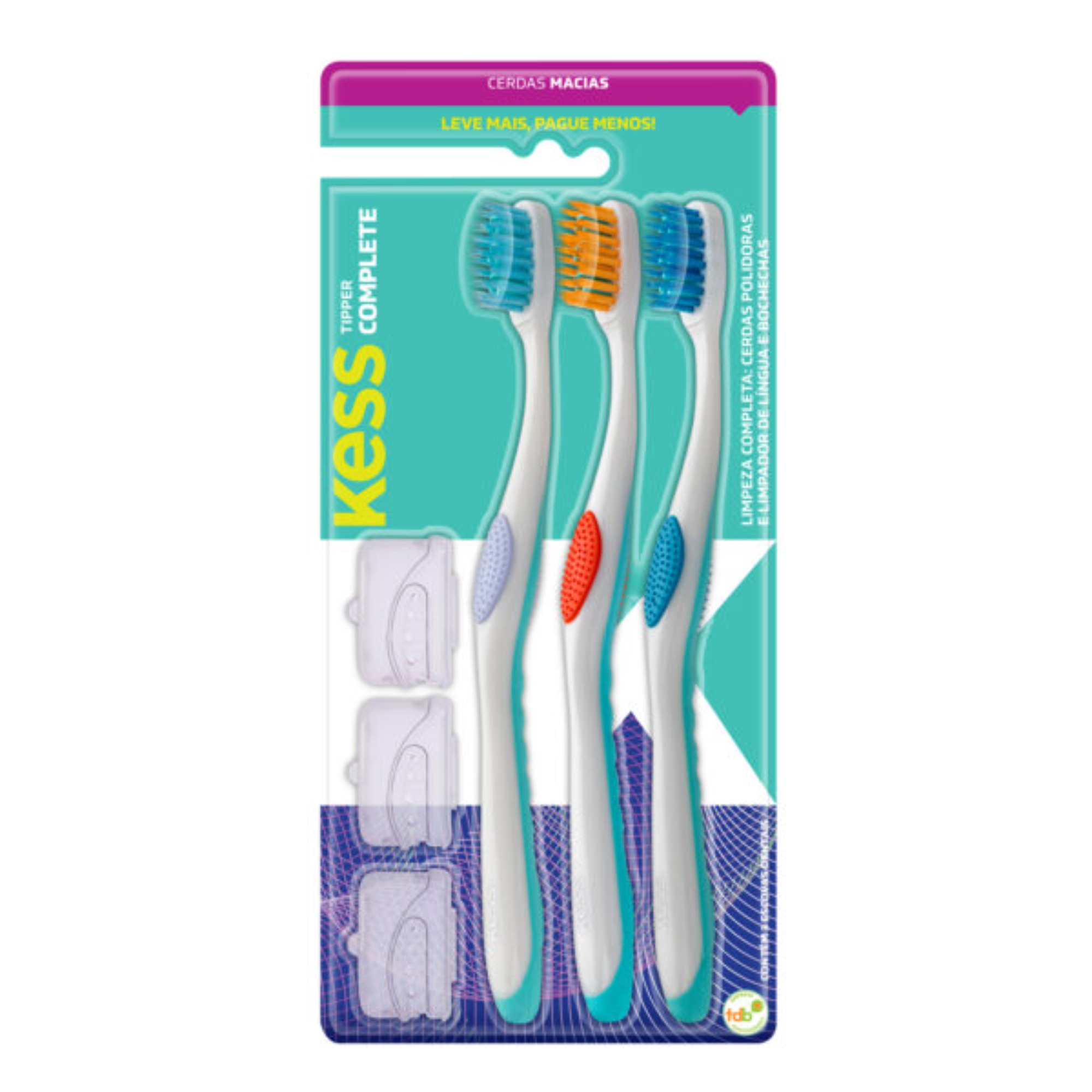 Escova Dental Kess Combo 3 Unidades Plus