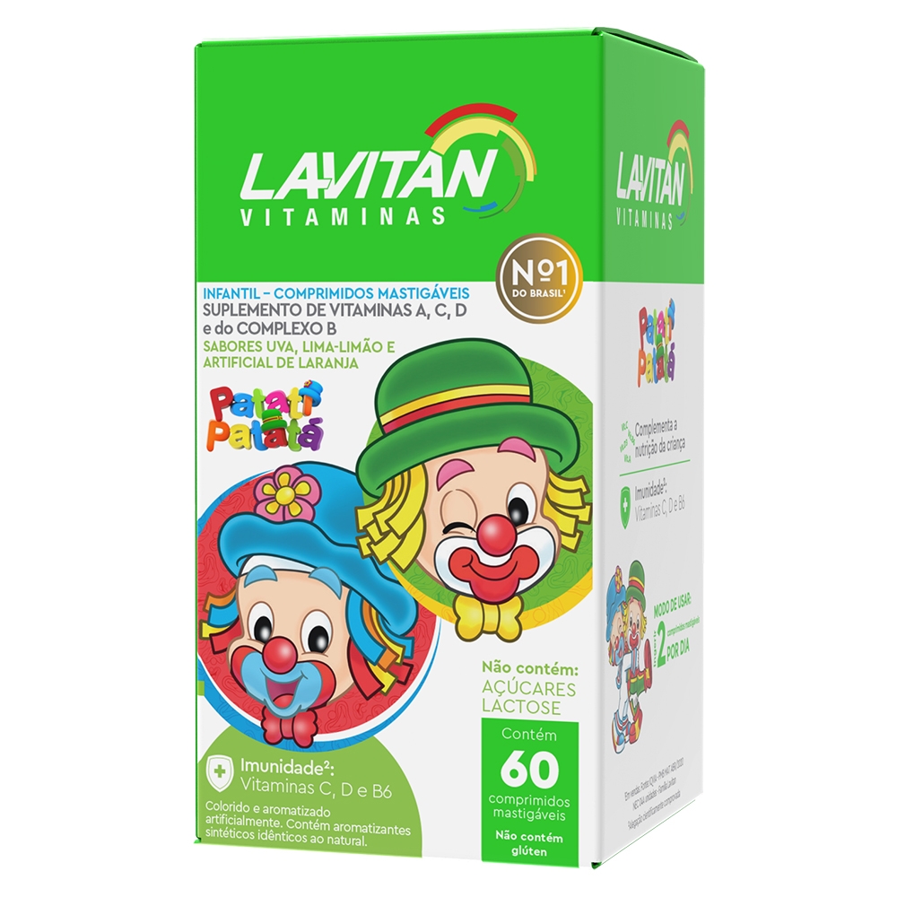 Lavitan Kids 60 Sabor Uva, Lima-limão E Laranja Comprimidos Mastigáveis