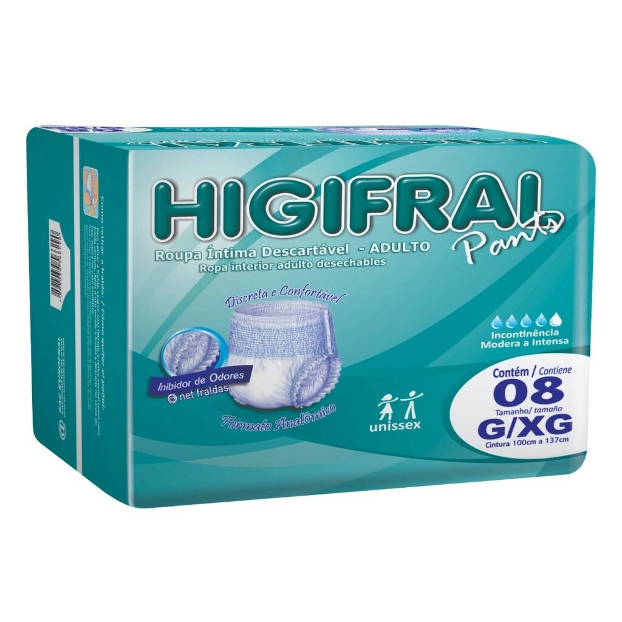 Fralda Geriátrica Higifral Pants G/XG com 8 Unidades