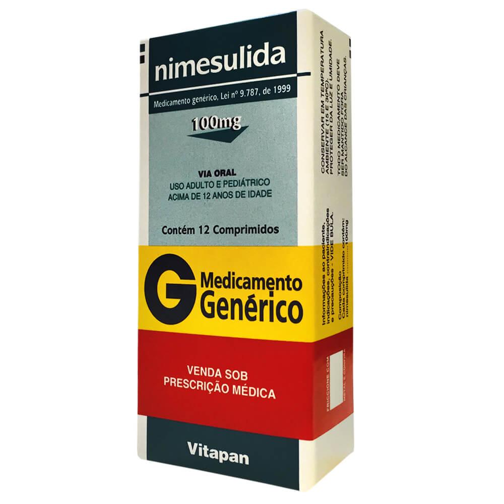 Nimesulida 100mg Com 12 Comprimidos Vitamedic