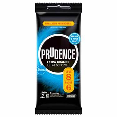 Preservativo Prudence Leve 8 Pague 6 Extra Grande Ultra Sensível