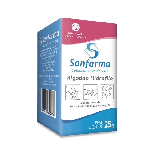 Caixa De Algodão Sanfarma 25G