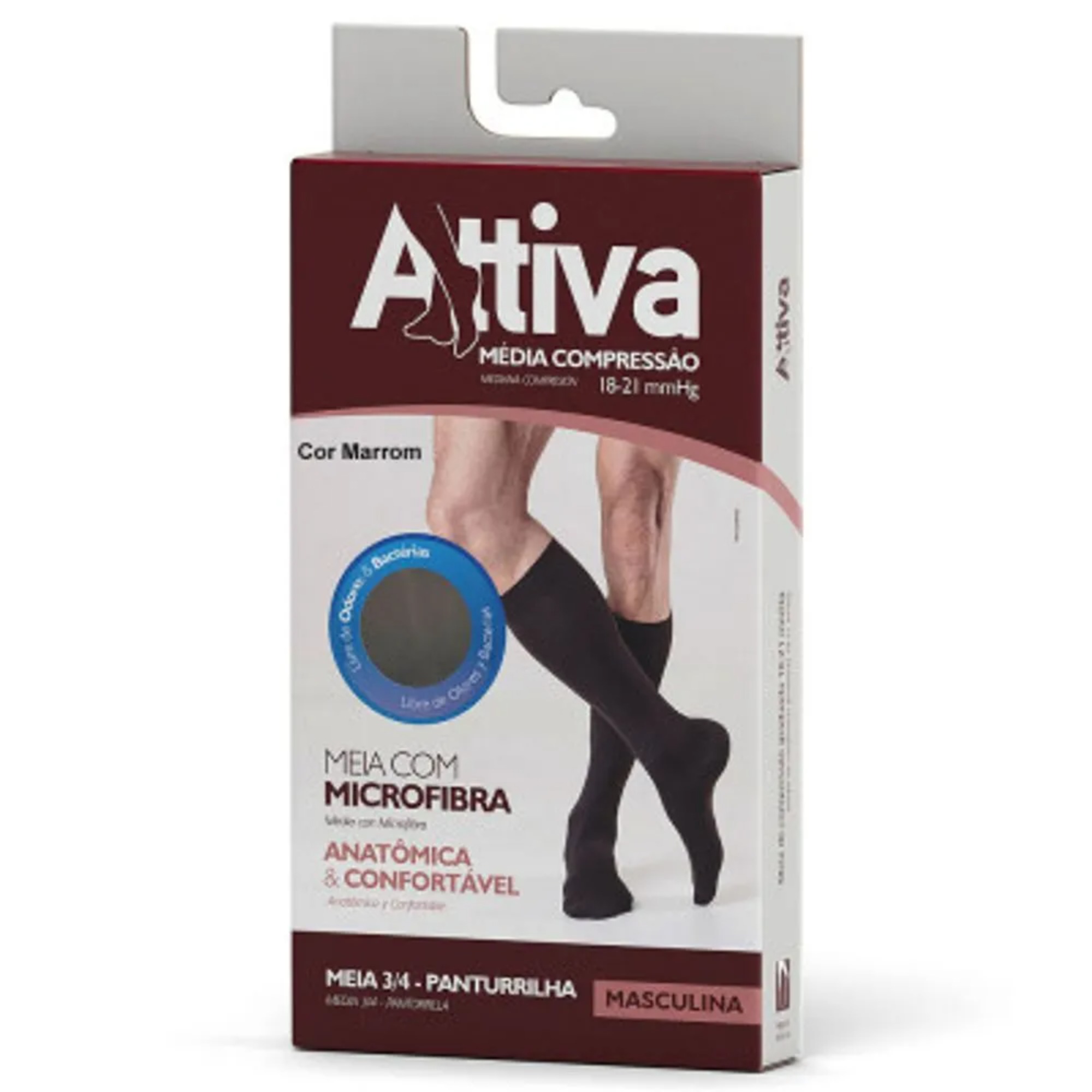 Meia Attiva 3/4 Média Compressão 18-21 Masculina Preta G