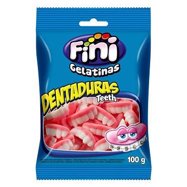 Bala Fini Dentaduras 90g Morango e Framboesa