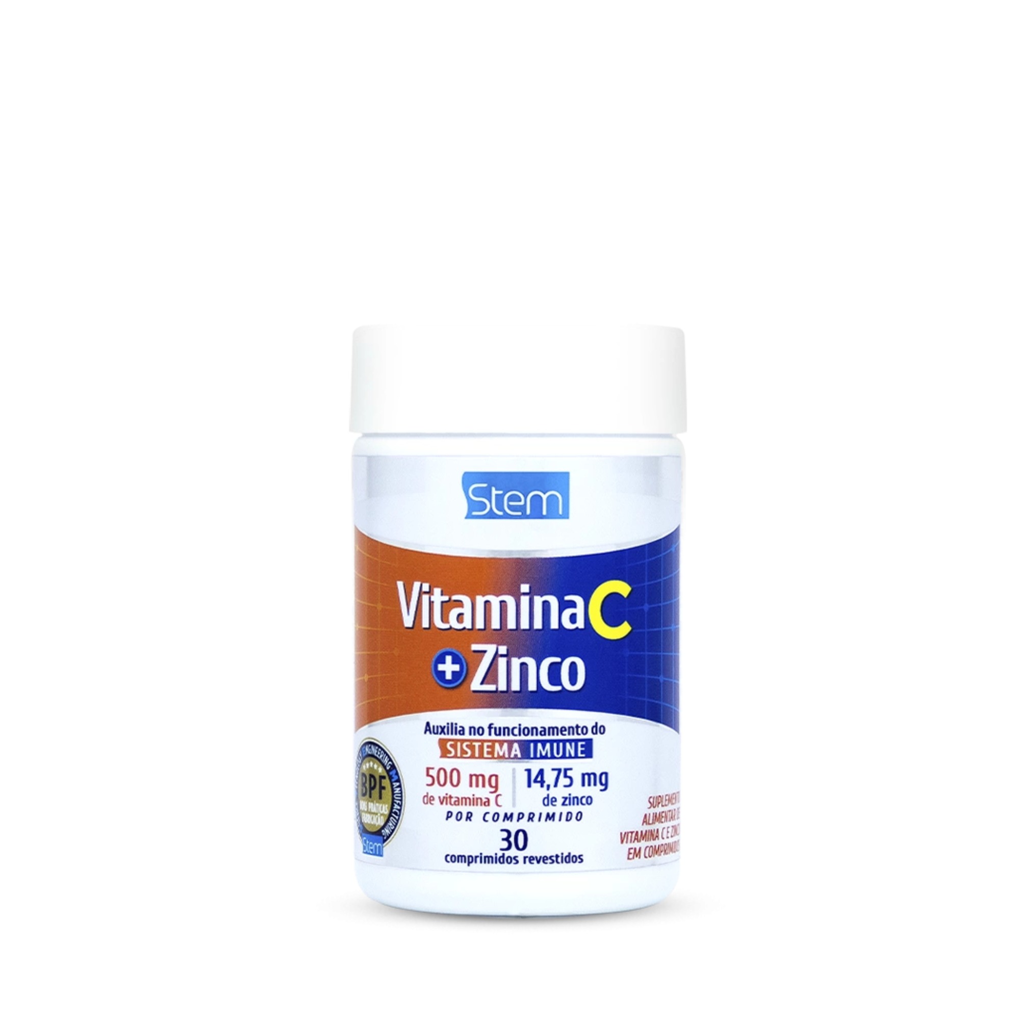 Vitamina C + Zinco 500/14,75mg com 30 Comprimidos Stem