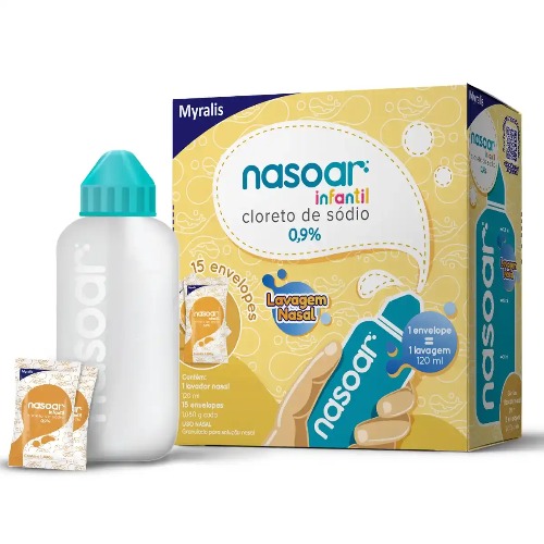 Nasoar Pediátrico com 15 Envelopes + Lavador Nasal