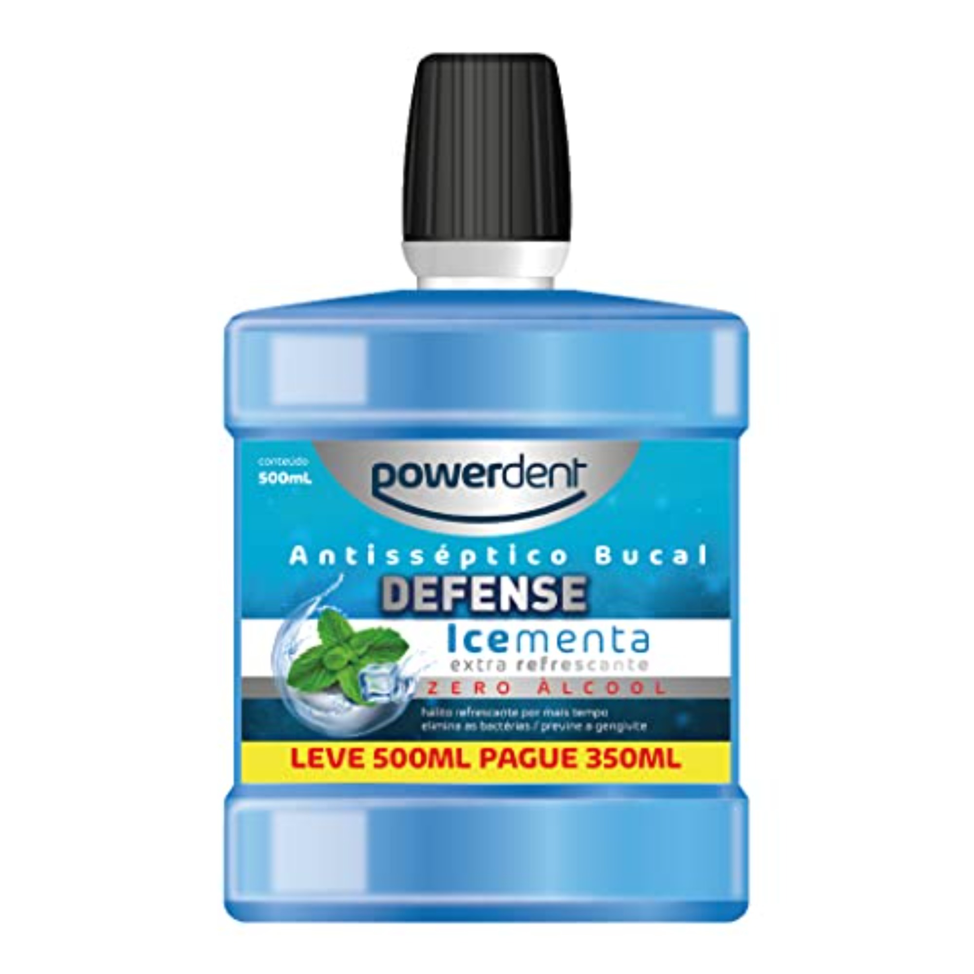 Enxague Bucal Powerdent Defense Lv500 Pg350Ml Zero Álcool Ice Menta - Ref 2437