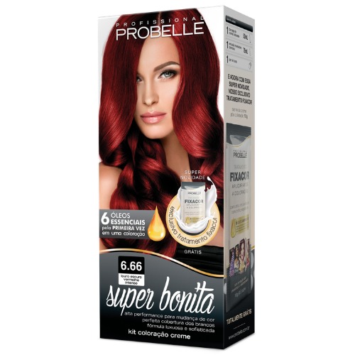 Tinta Super Bonita Probelle 6.66 Louro Escuro Vermelho Intenso