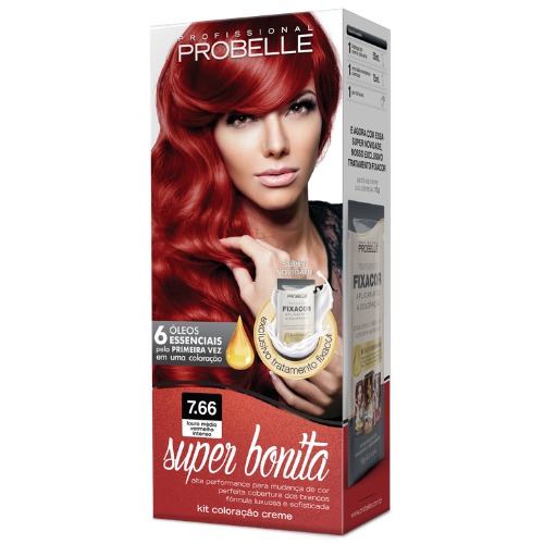 Tinta Super Bonita Probelle 7.0 Louro Médio Vermelho Intenso