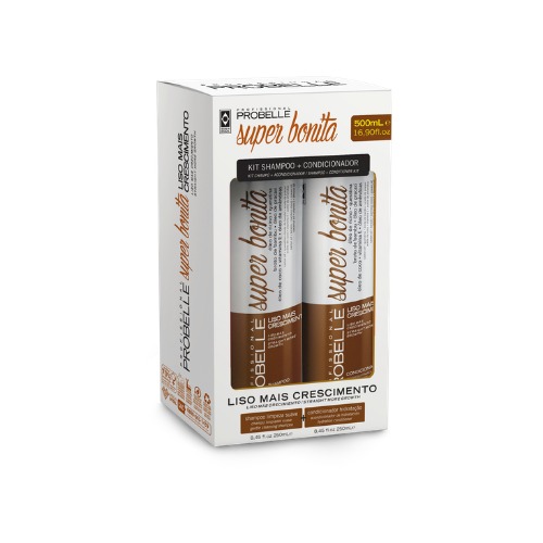 Kit Shampoo + Condicionador Probelle 250Ml+250Ml Liso Mais Crescimento