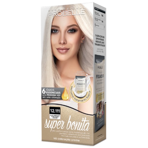 Tinta Super Bonita Probelle 12.1 Louro Platinado Cinza Super Intenso