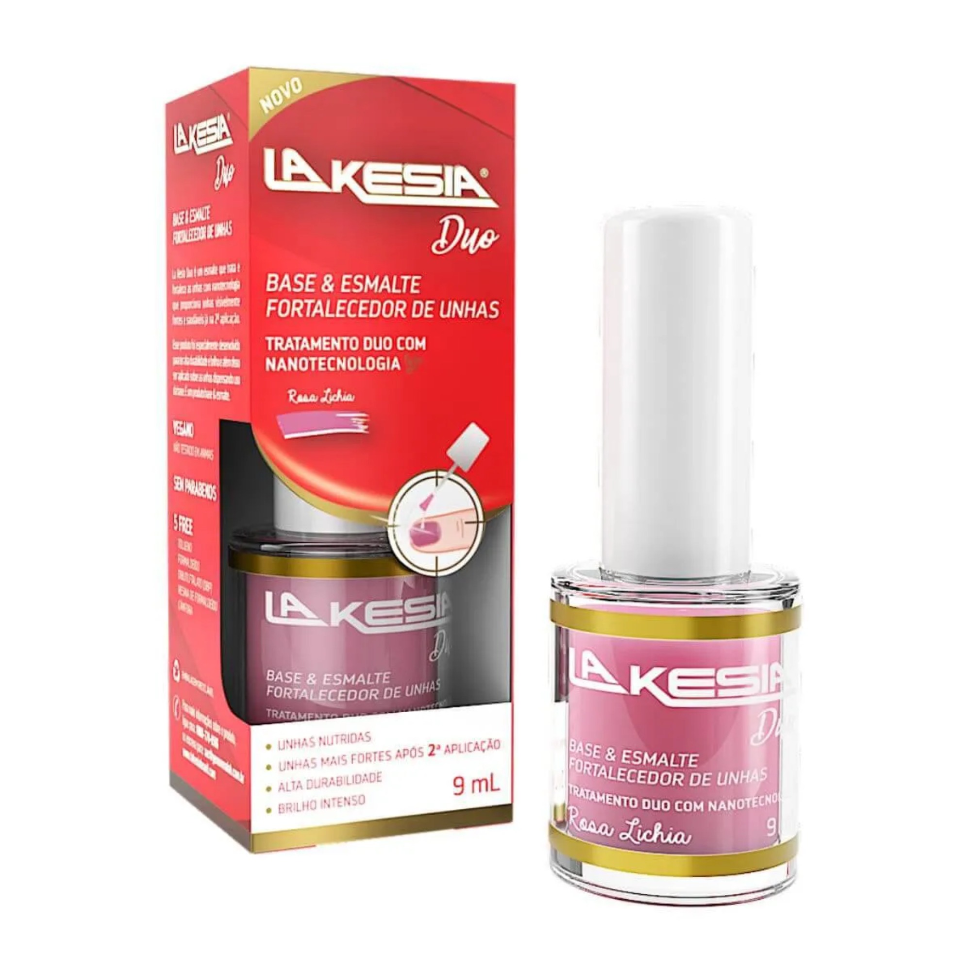 Lakesia Esmalte Fortalecedor De Unhas Duo Rosa Lichia 9ml