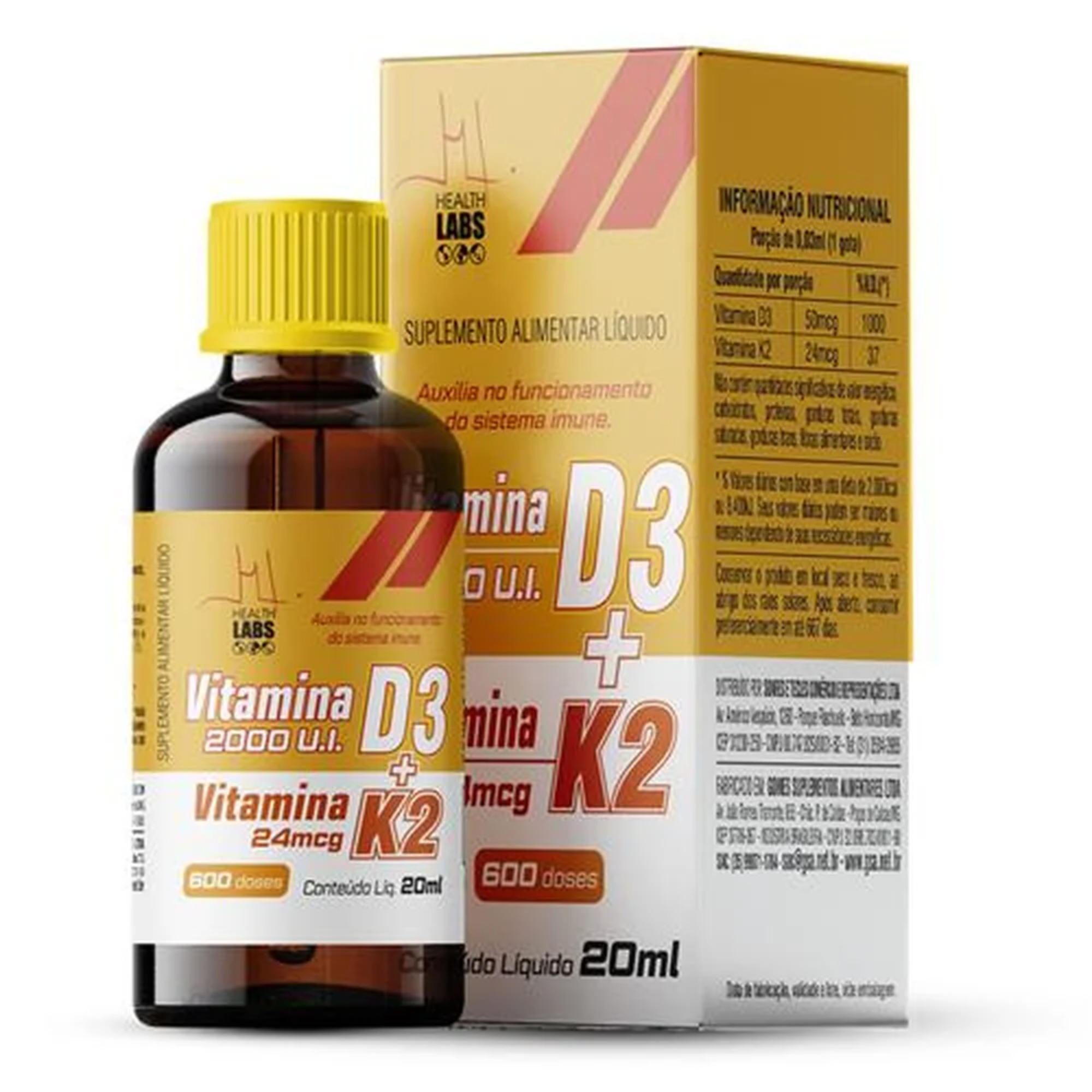 Vitamina D3+K2 Gotas 20ml Health Labs