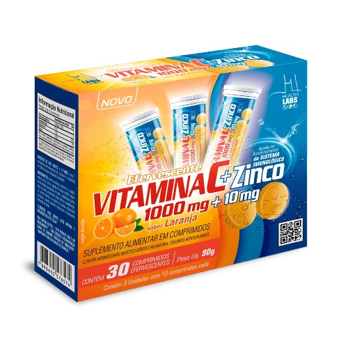 Vitamina C+Zinco 30Cp Laranja Health Labs