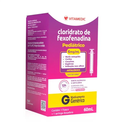 Fexofenadina Pediátrico 6mg/ml 60ml Vitamedic Genérico