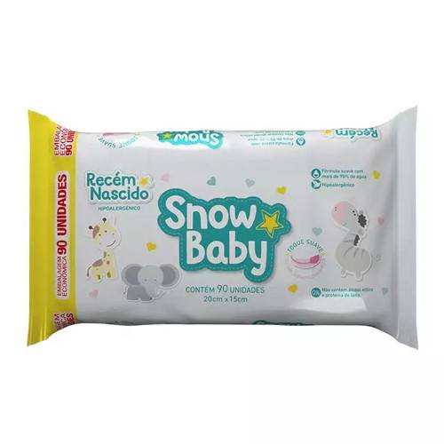 Toalhas Umedecidas Snow Baby Recém Nascido 90 Unidades