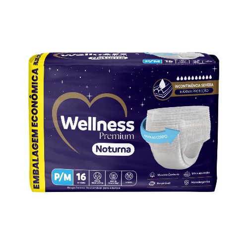 Fralda Geriatrica Wellness Pants Noturna P/M 16Un