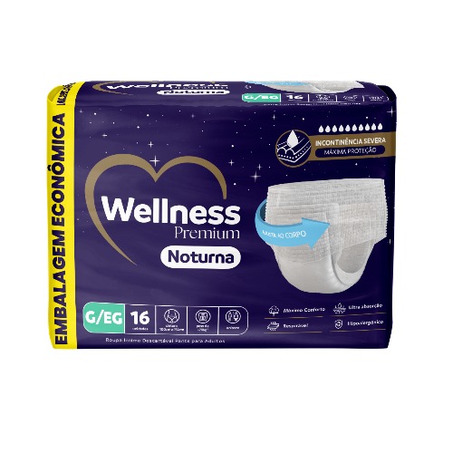 Fralda Geriatrica Wellness Pants Noturna G/Xg 16Un