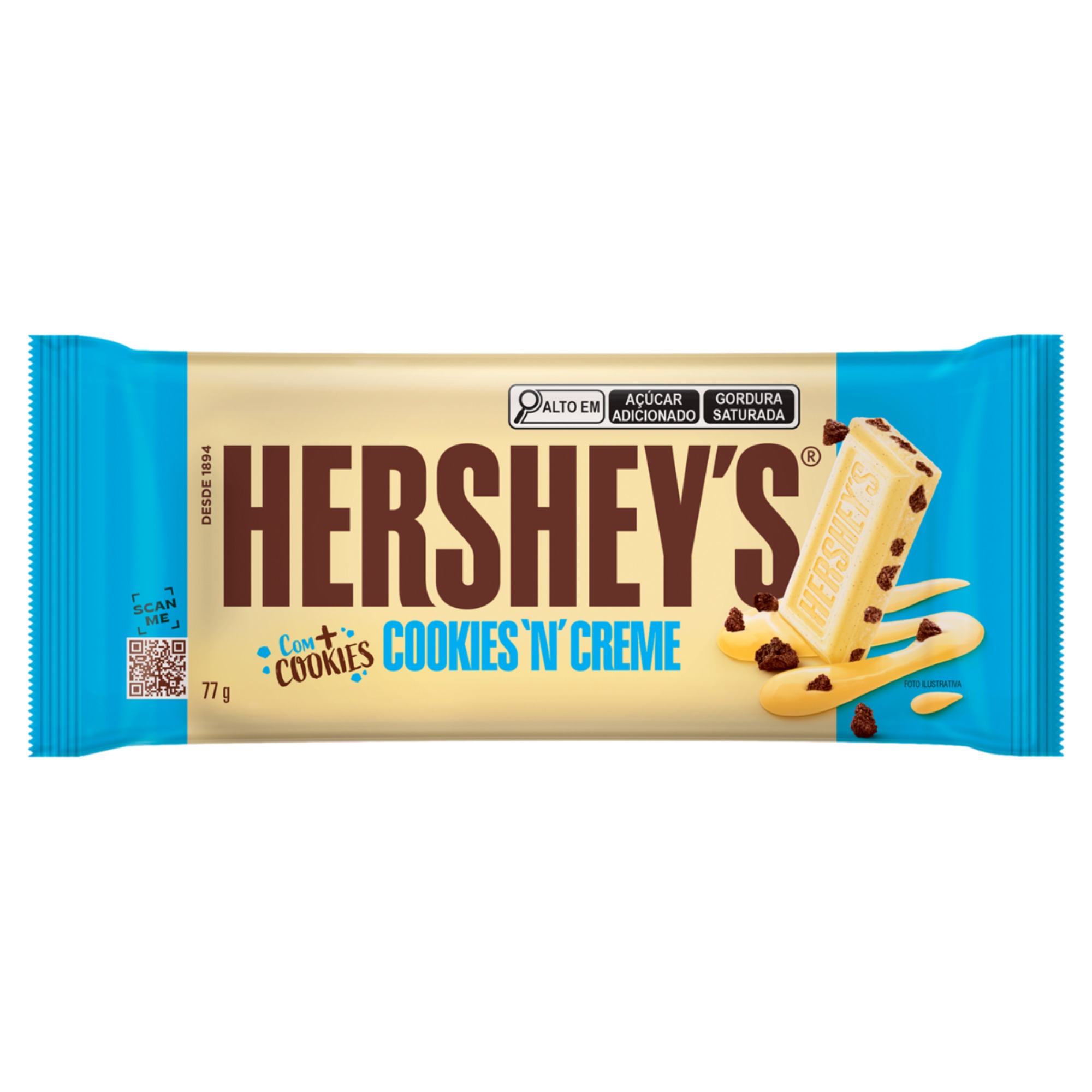 Chocolate Barra Hersheys 77G Cookies Branco