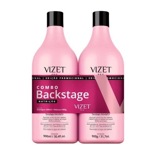Kit Shampoo+Condicionador Vizet Backstage 900Ml Nutrição