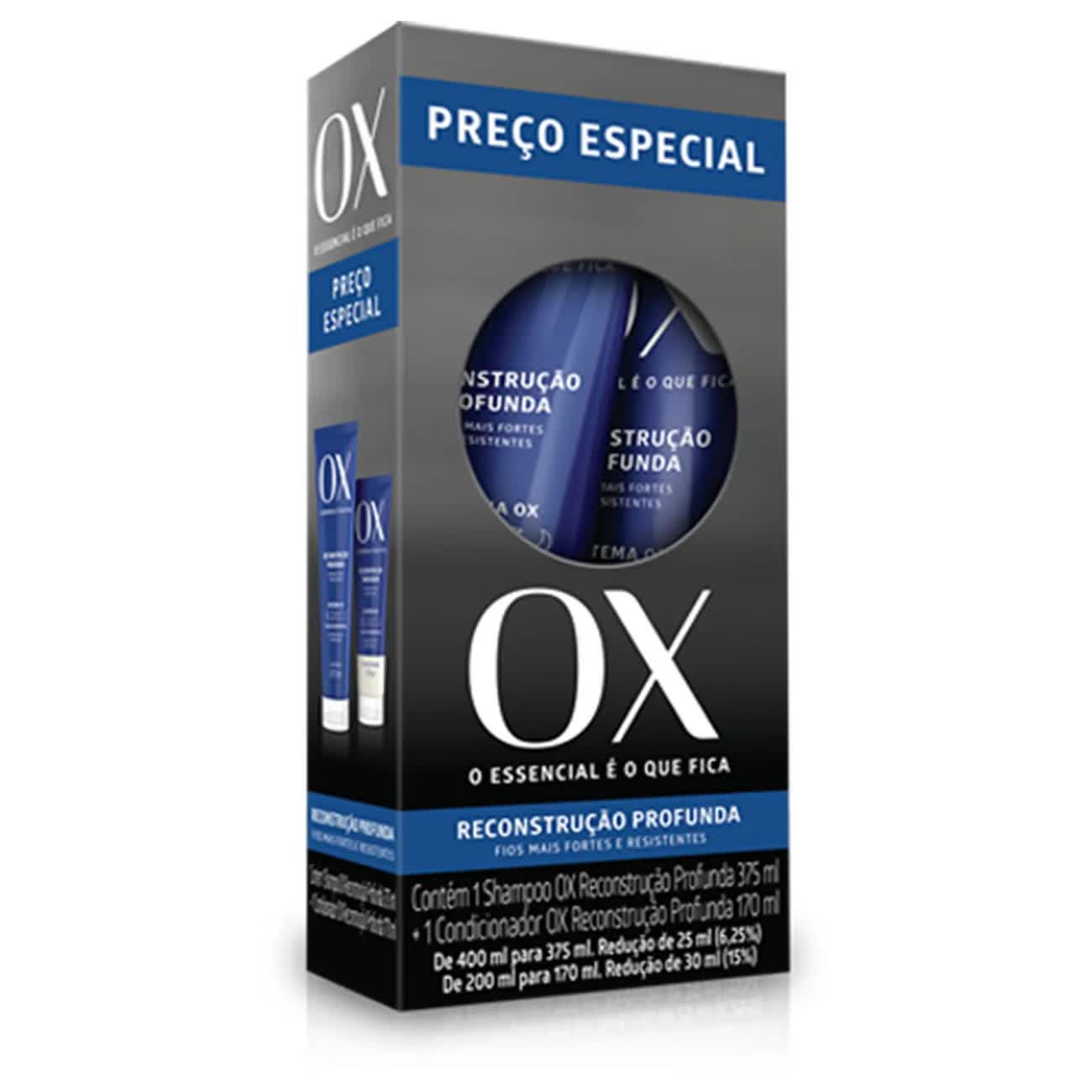 Kit Ox Reconstrução Profunda Shampoo 375ml + Condicionador 170ml