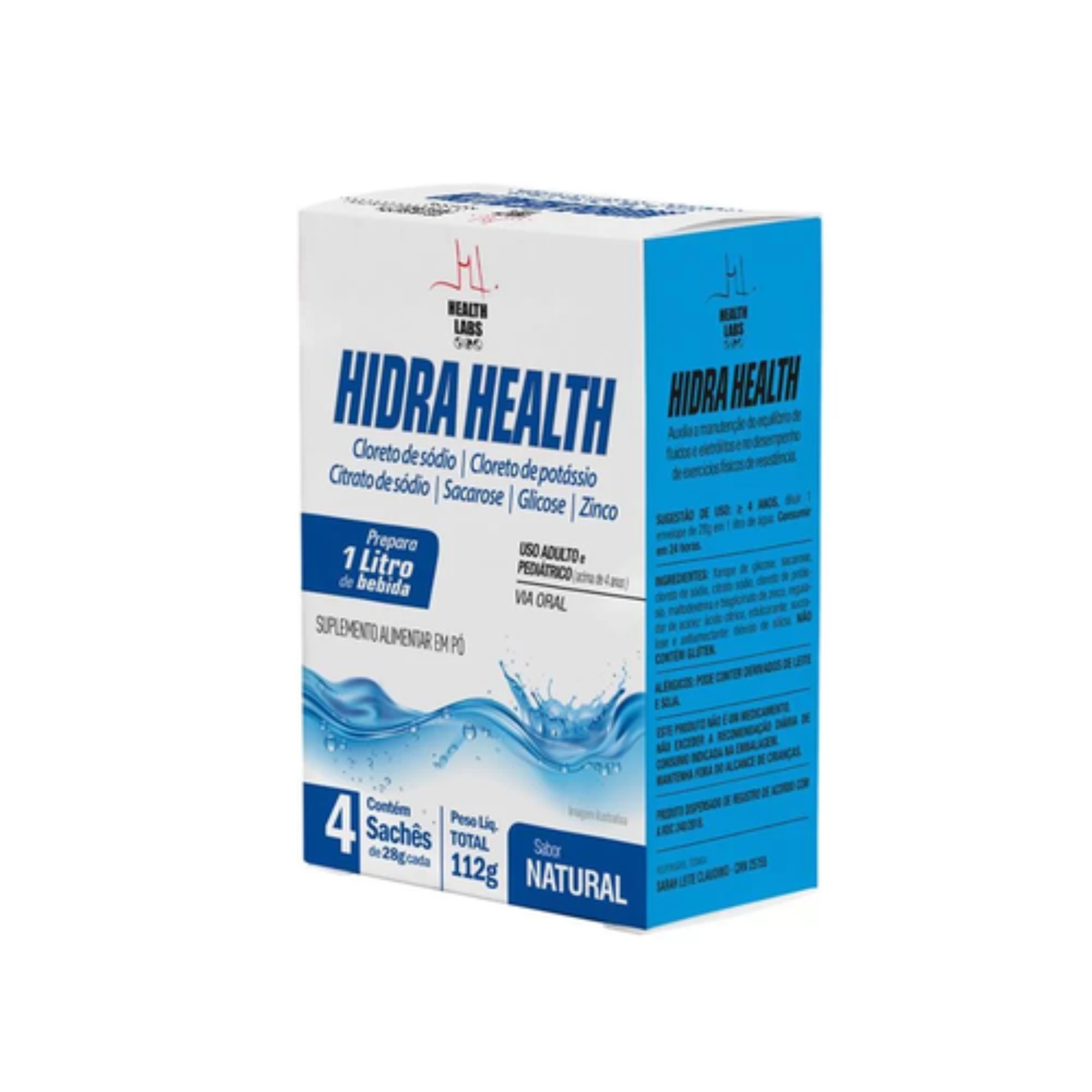 HIdra Health com 4 Sachês Sabor Natural com 28g Health Labs