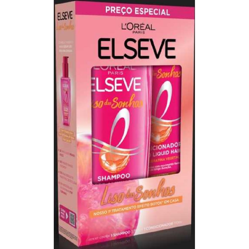 Kit Shampoo+Condicionador Elseve 375+170Ml Liso Dos Sonhos Efeito Liquid Hair