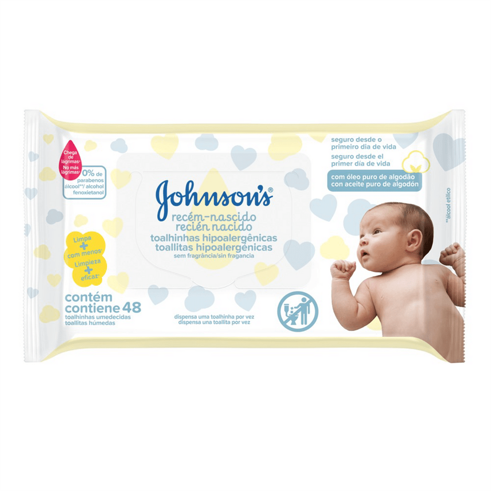 Toalhas Umedecidas Johnson's Baby Recém Nascido 48 Unidades