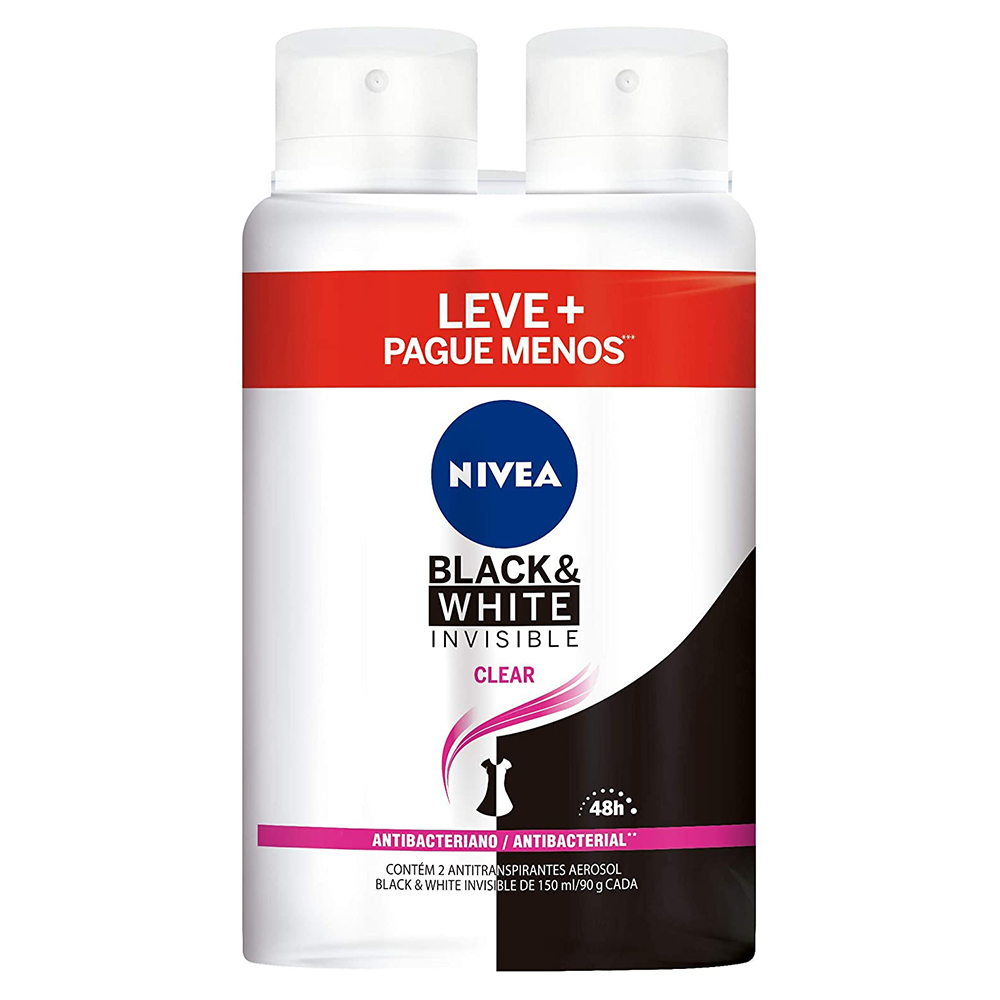 Kit Desodorante Nivea B&W Clear Aerosol 150ml Leve Mais Pague Menos