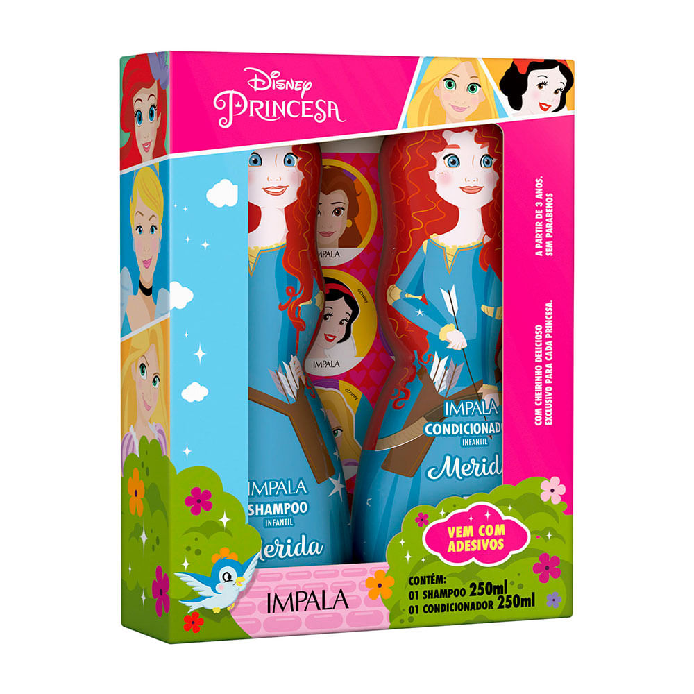 Kit Infantil Impala Disney Princesa Merida Shampoo 250ml + Condicionador 250ml