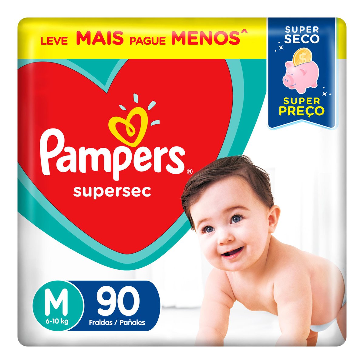 Fralda Pampers Supersec Jumbo M 90 Unidades