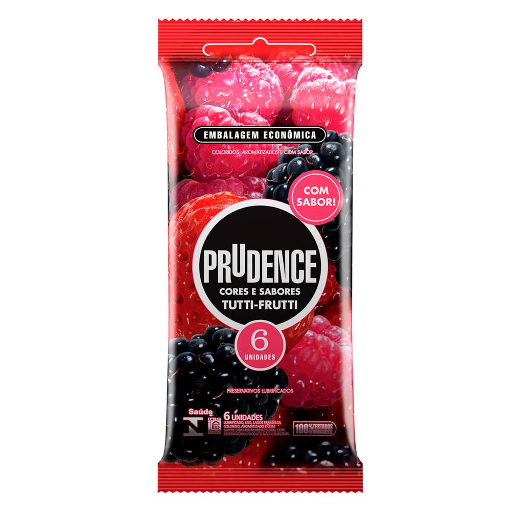 Preservativo Prudence Cores E Sabores Tutti-Frutti 6 Unidades