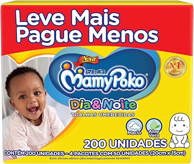 Toalhas Umedecidas MamyPoko Dia & Noite 200 Unidades