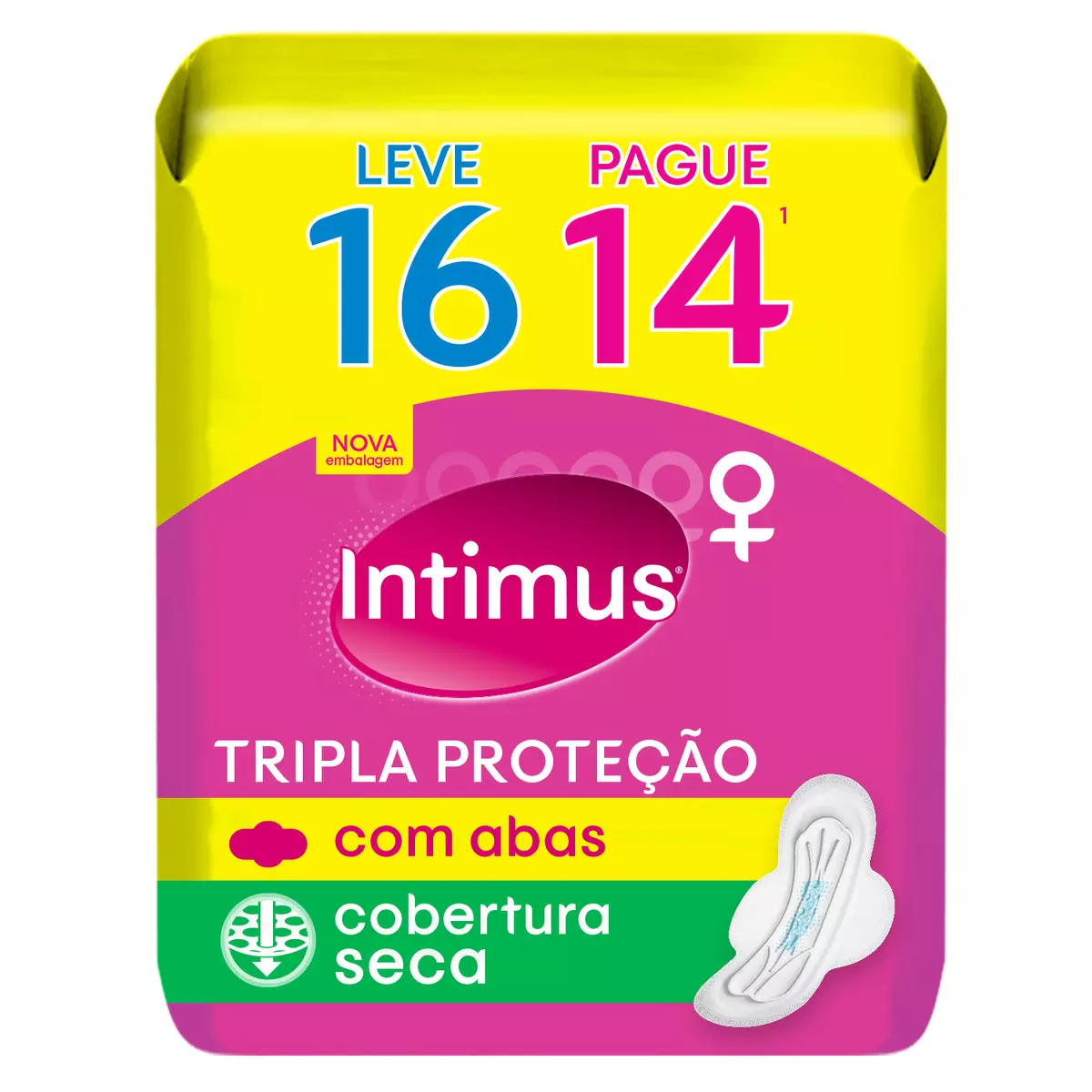 Absorvente Intimus Tripla Proteção Cobertura Seca Com Abas Leve 16 Pague 14 2857