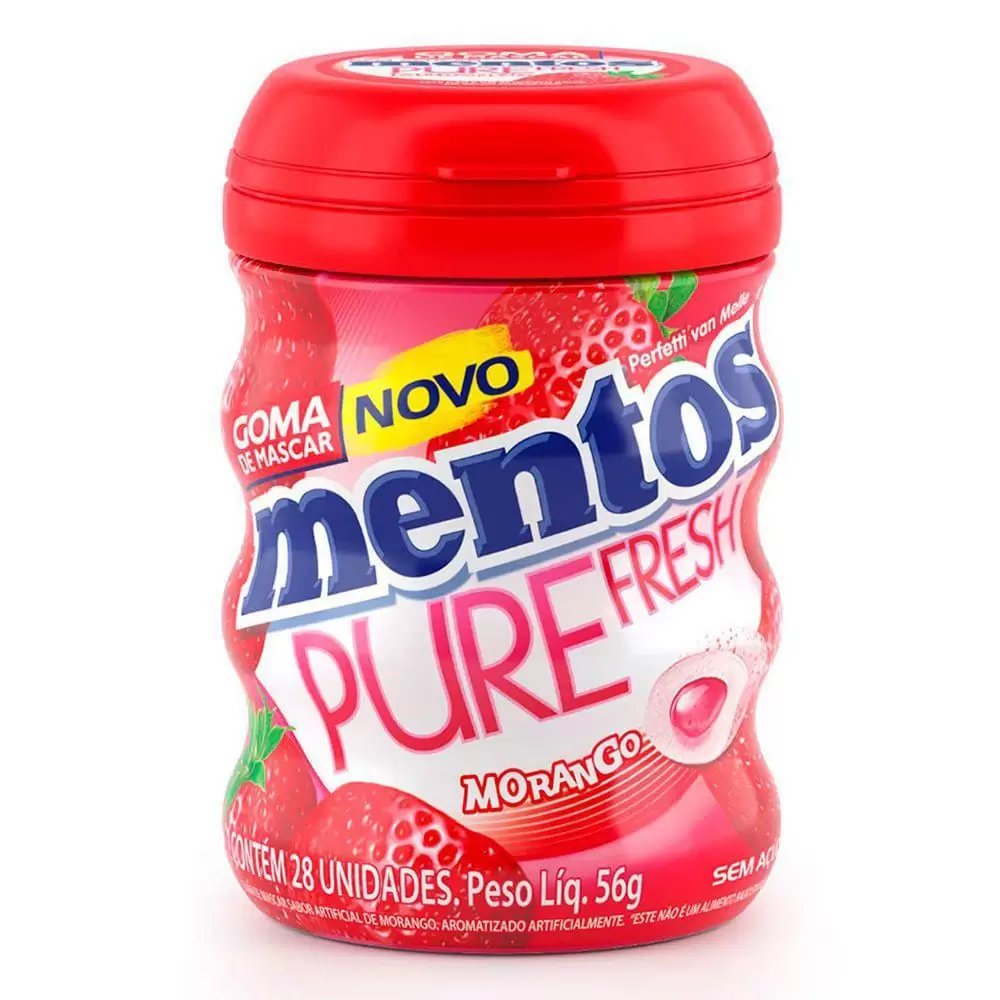 Goma De Mascar Mentos Pure Fresh Morango Sem Açúcar 56g 9347